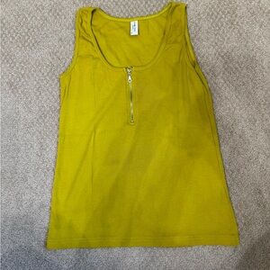 Olive Green Zip-Front Tank Top